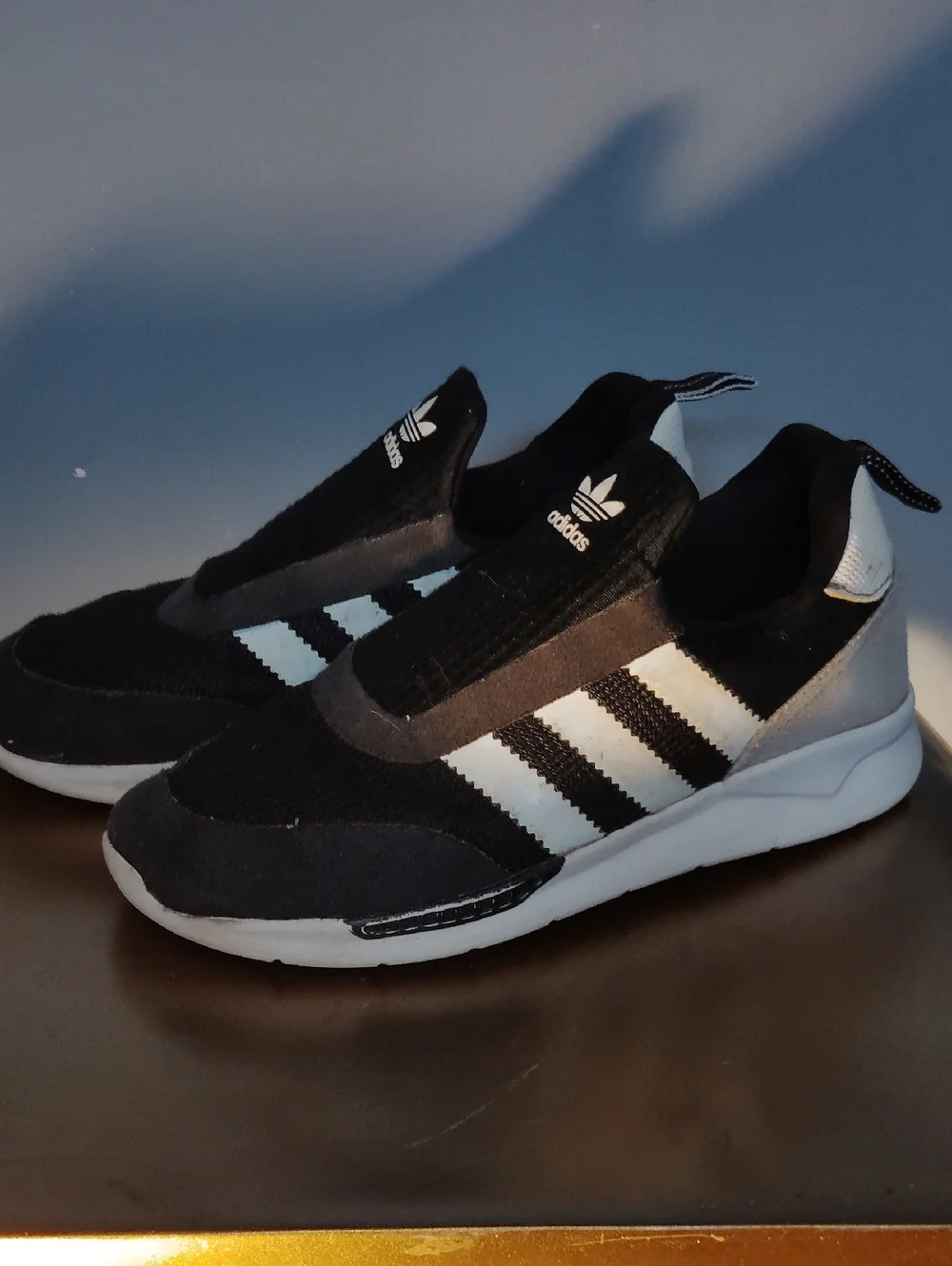Adidas Kids Black & White Slip-On Sneakers